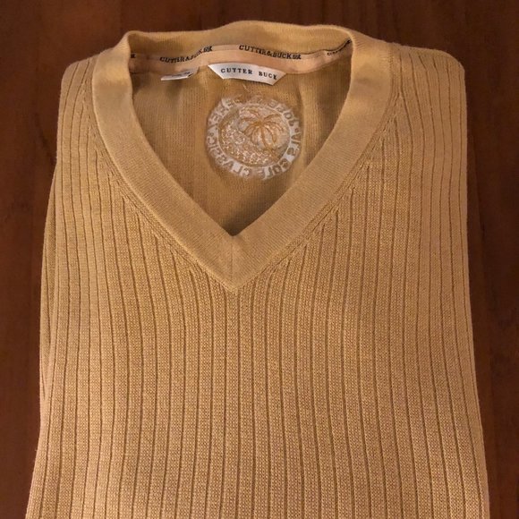 CUTTER BUCK men's golden yellow cotton sweater XL